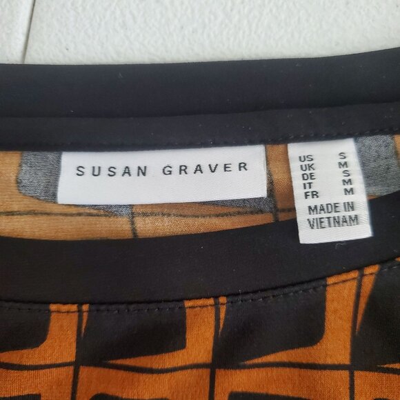 Susan Graver Womens Geometric Liquid Knit Bateau Neck Tunic Top Size S Career - Picture 3 of 8